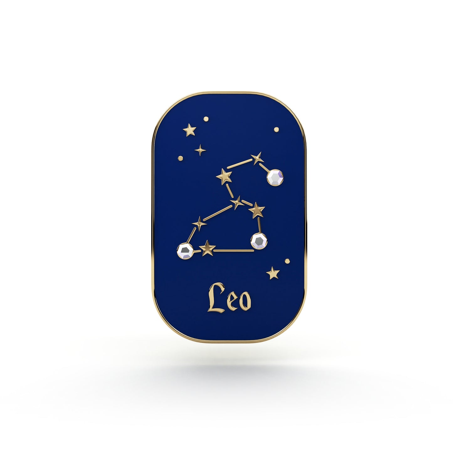 Znak zodiaku Lew (Leo) - przypinka z cyrkoniami wykończona 14K złotem