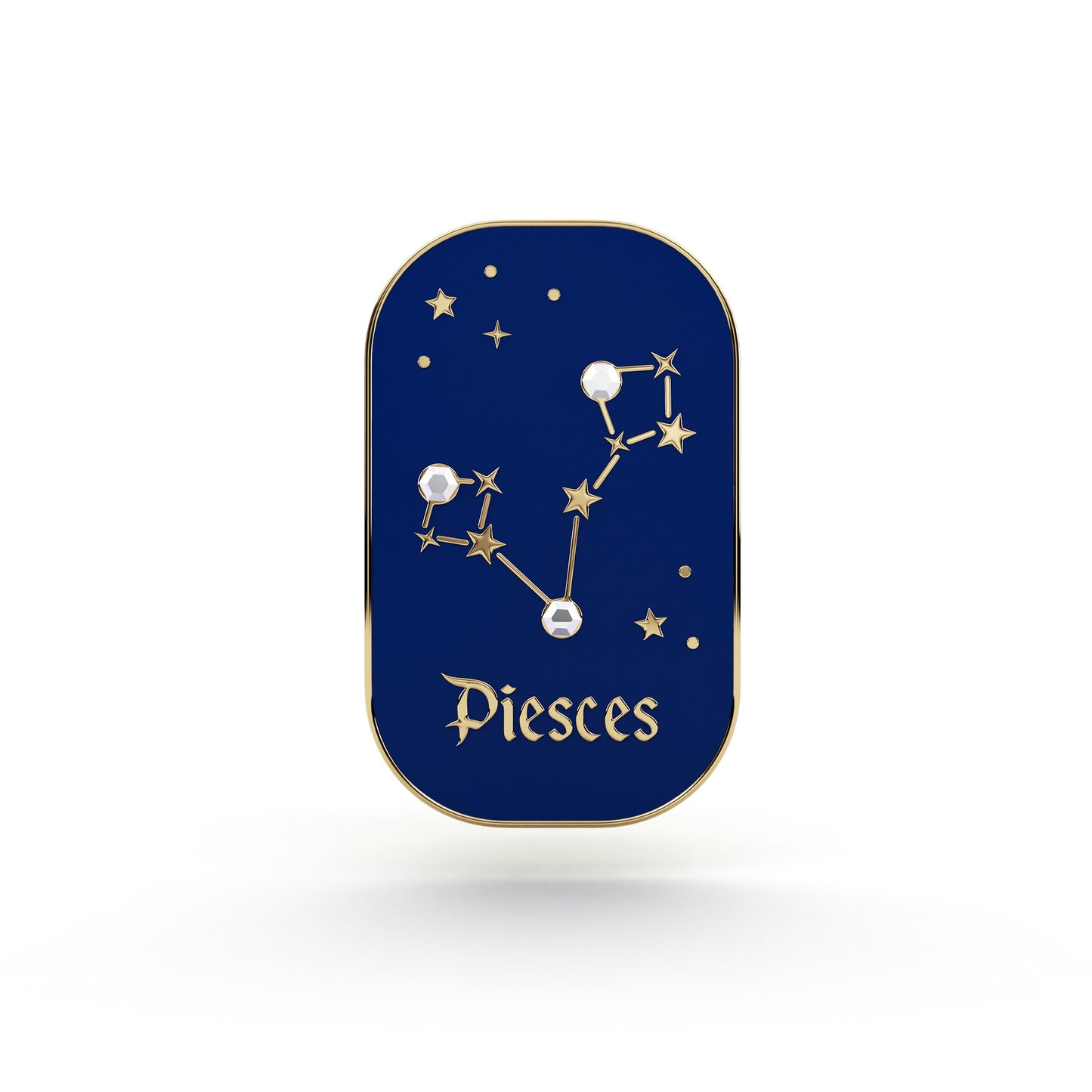 Znak zodiaku Ryby (Piesces) - przypinka z cyrkoniami wykończona 14K złotem