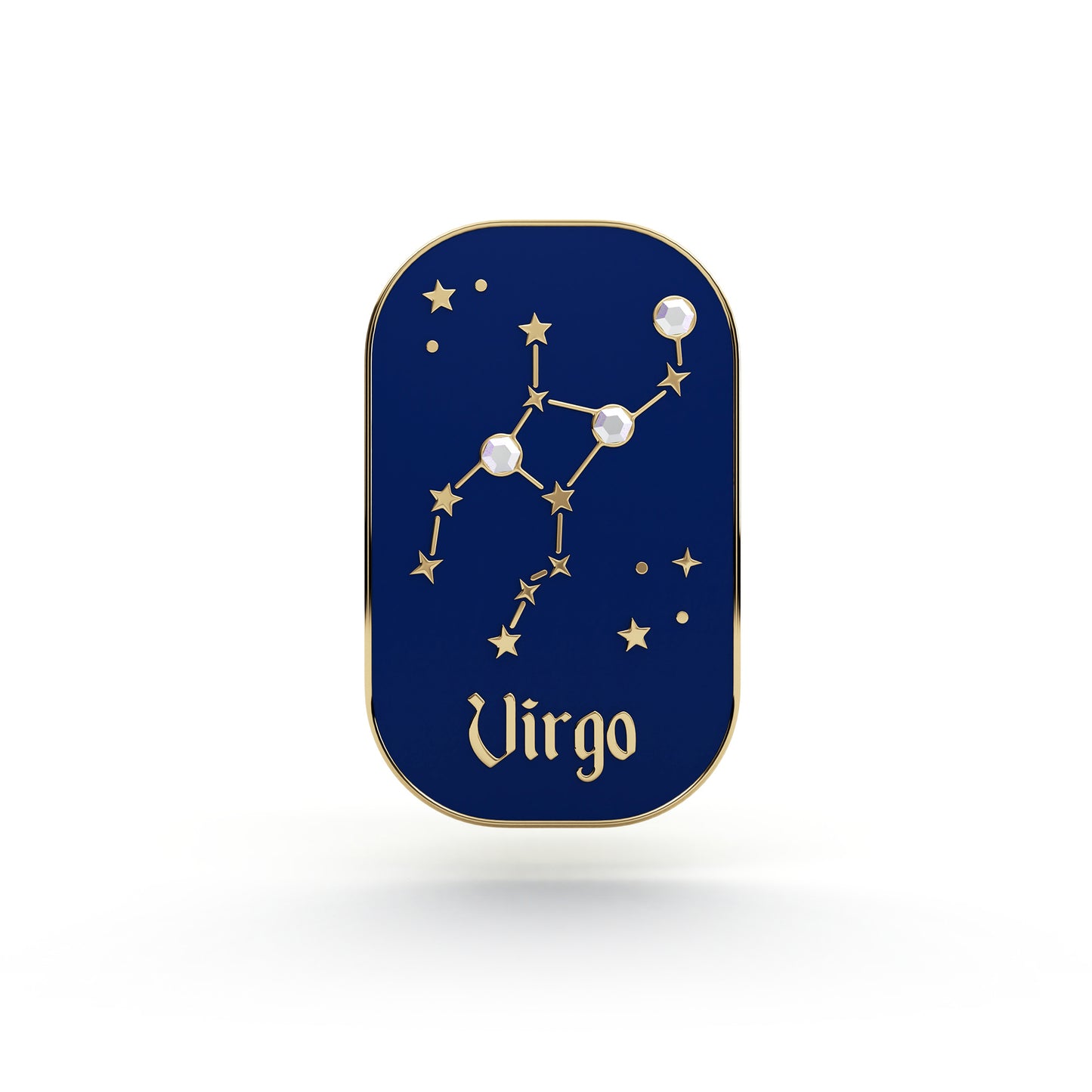 Znak zodiaku Panna (Virgo) - przypinka z cyrkoniami wykończona 14K złotem