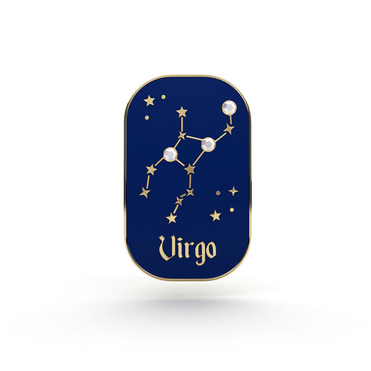 Znak zodiaku Panna (Virgo) - przypinka z cyrkoniami wykończona 14K złotem