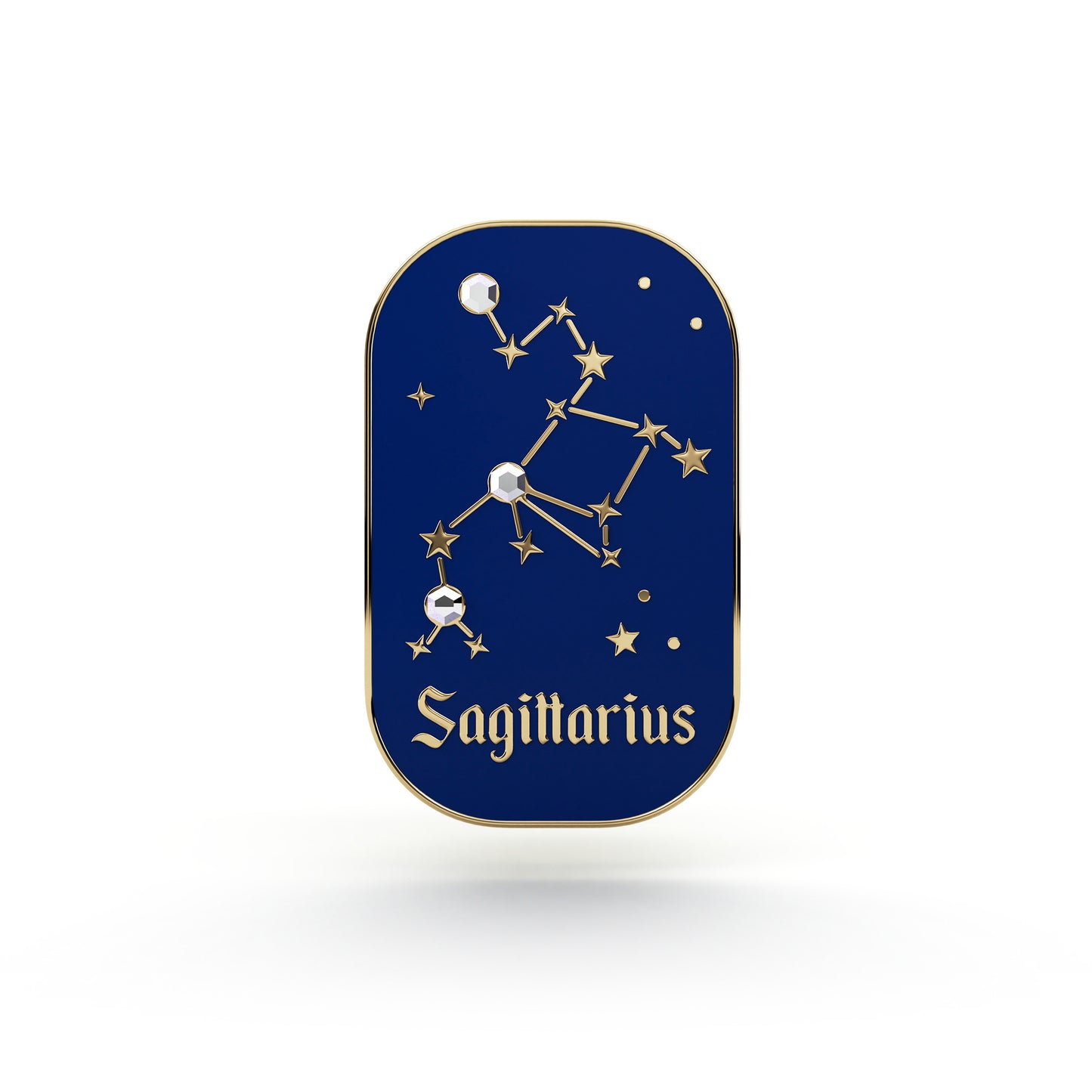 Znak zodiaku Strzelec (Sagittarius) - przypinka z cyrkoniami wykończona 14K złotem