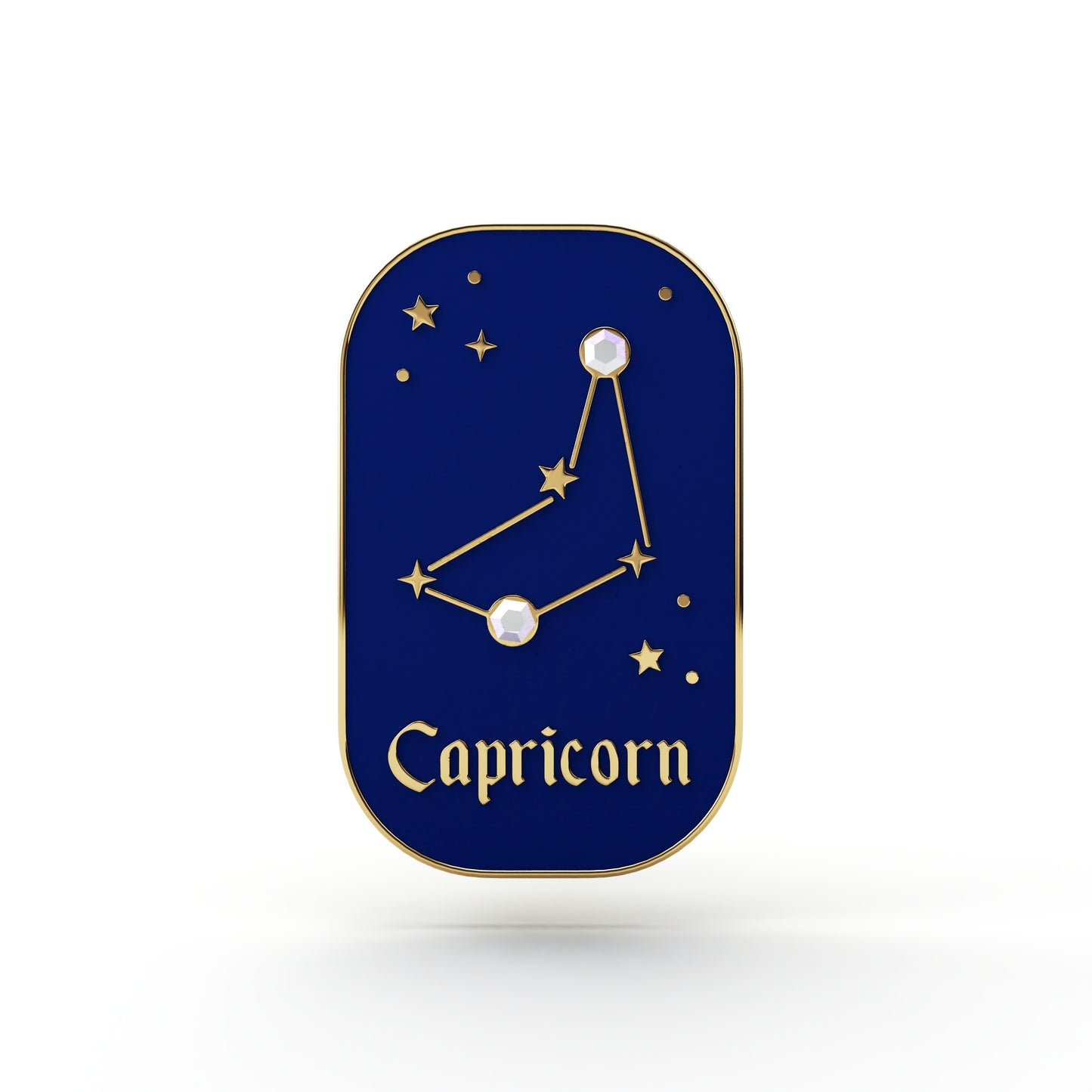 Znak zodiaku Koziorożec (Capicorn) - przypinka z cyrkoniami wykończona 14K złotem