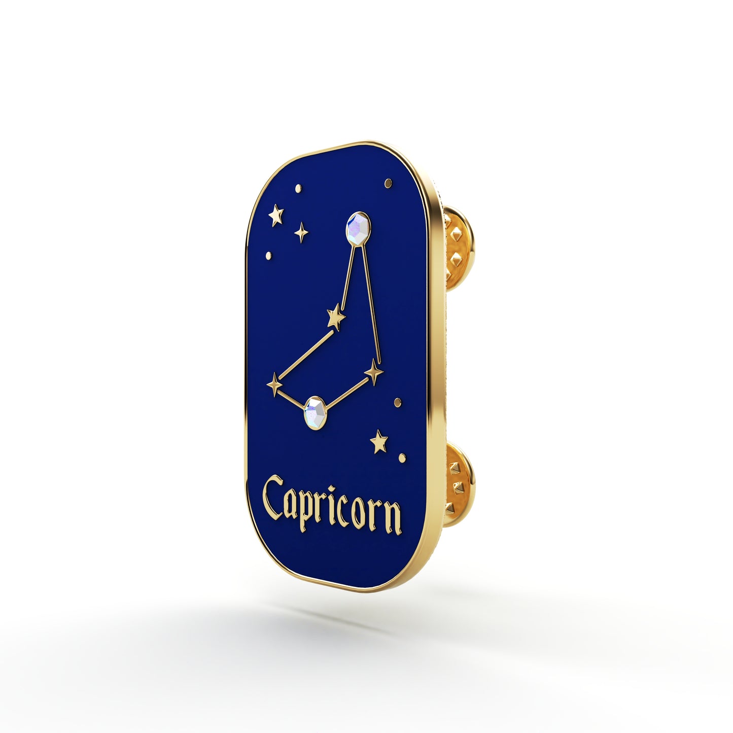 Znak zodiaku Koziorożec (Capicorn) - przypinka z cyrkoniami wykończona 14K złotem