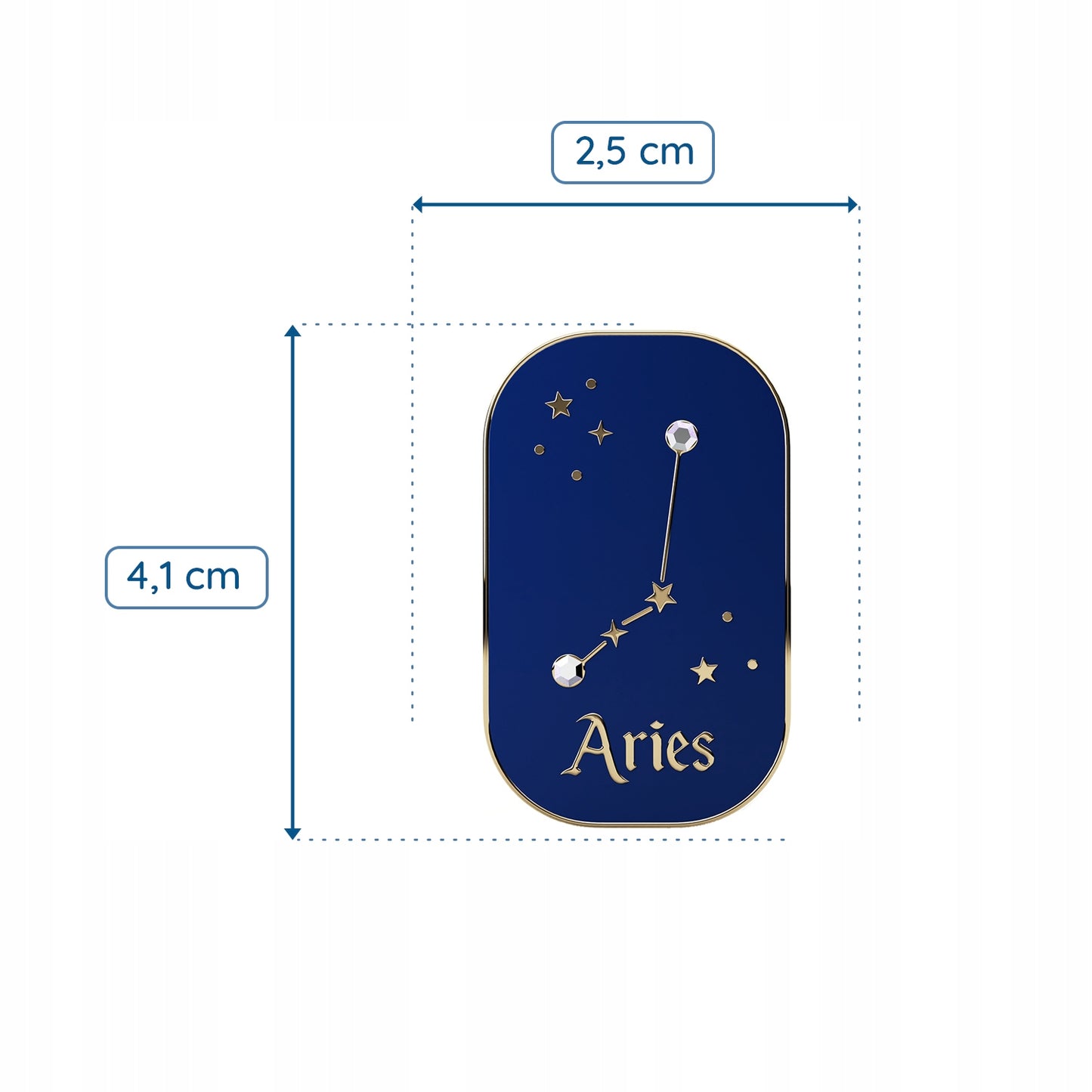 Znak zodiaku Baran (Aries) - przypinka z cyrkoniami wykończona 14K złotem