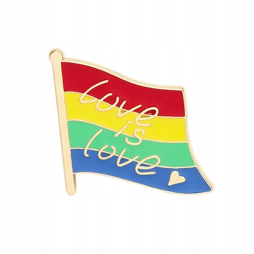 Tęczowa flaga przypinka Love is Love