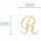 Złota litera R broszka z perłami