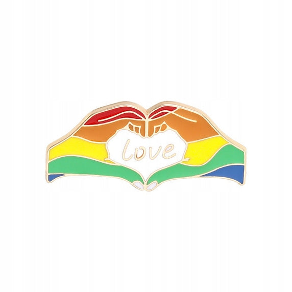 Tęczowe dłonie Love Przypinka