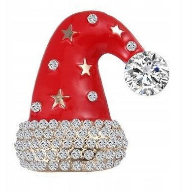 Czapka Mikołaja świąteczna broszka