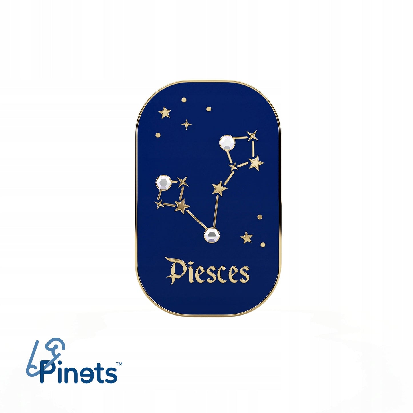 Znak zodiaku Ryby (Piesces) - przypinka z cyrkoniami wykończona 14K złotem