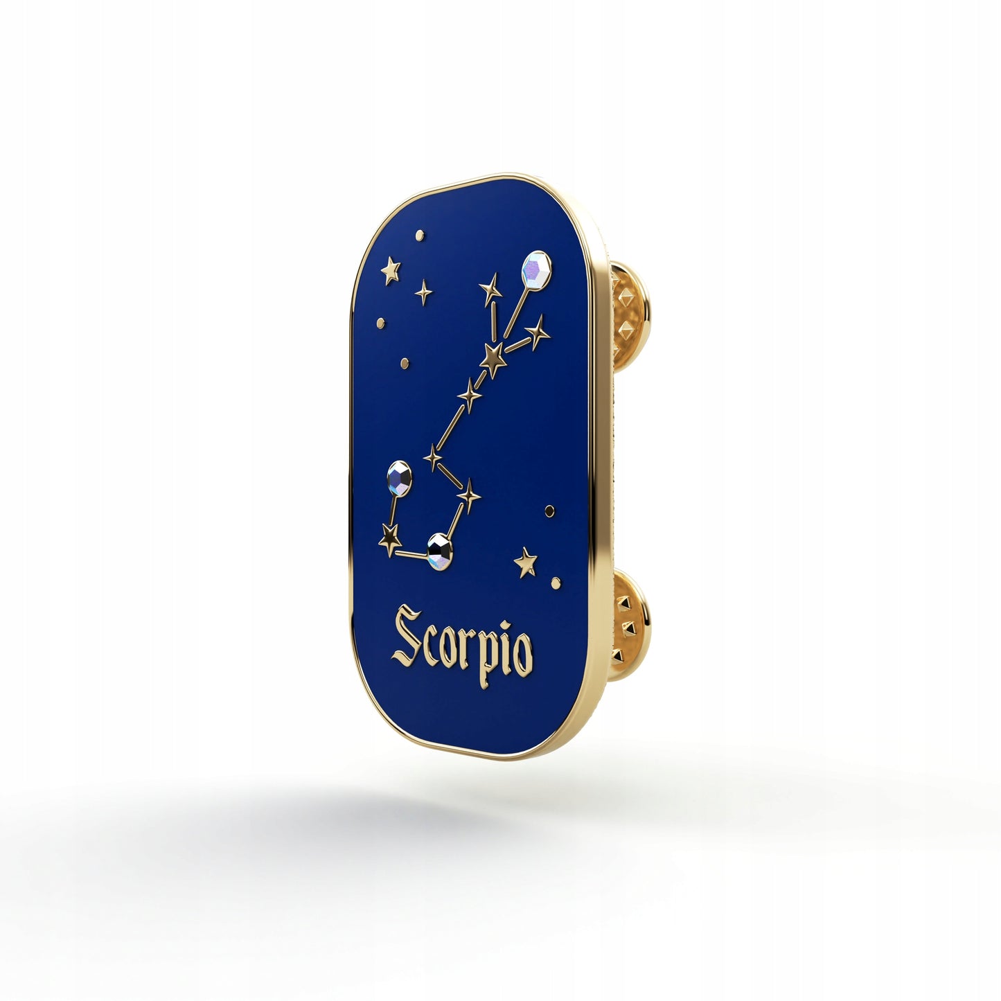 Znak zodiaku Skorpion (Scorpio) - przypinka z cyrkoniami wykończona 14K złotem