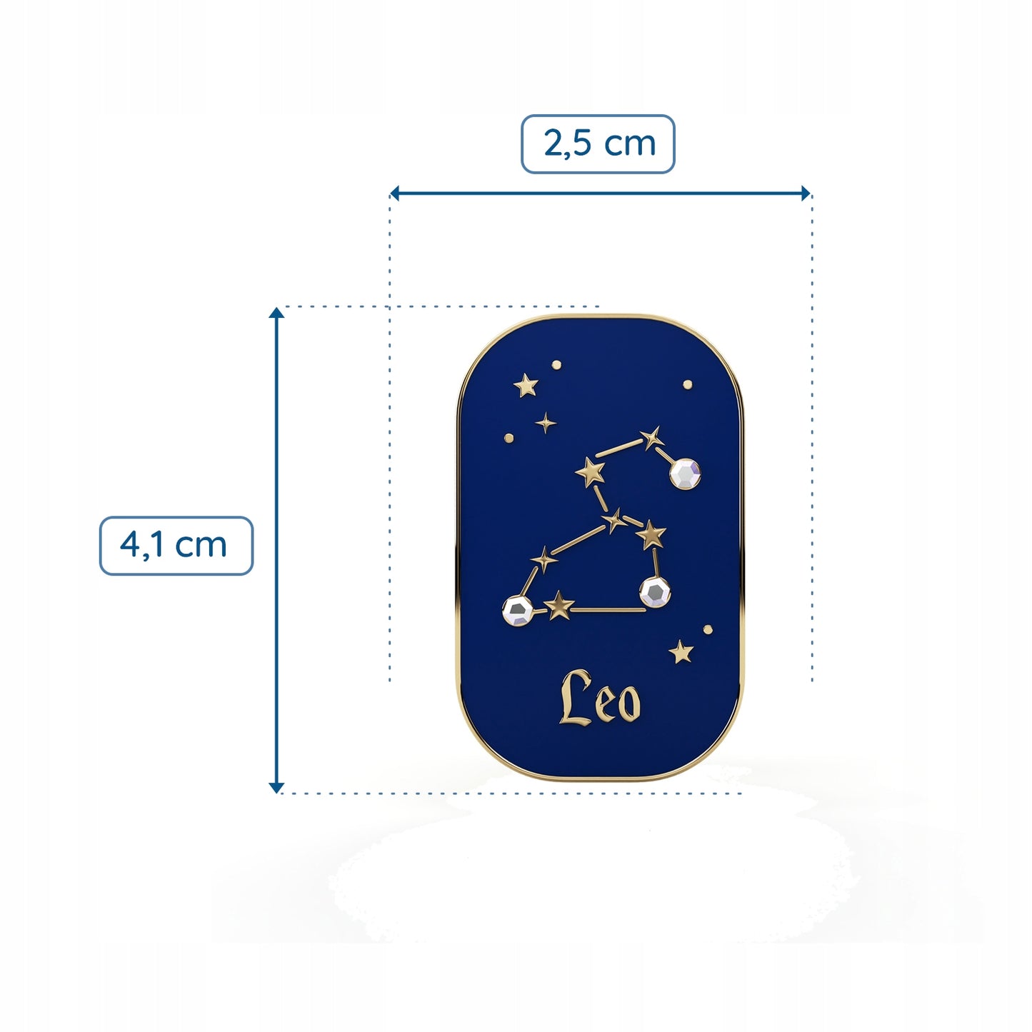 Znak zodiaku Lew (Leo) - przypinka z cyrkoniami wykończona 14K złotem