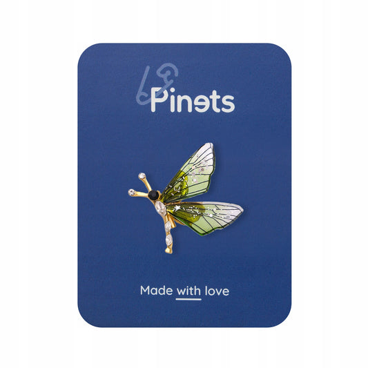 Motylek mały z zielonymi skrzydełkami z żywicy - broszka