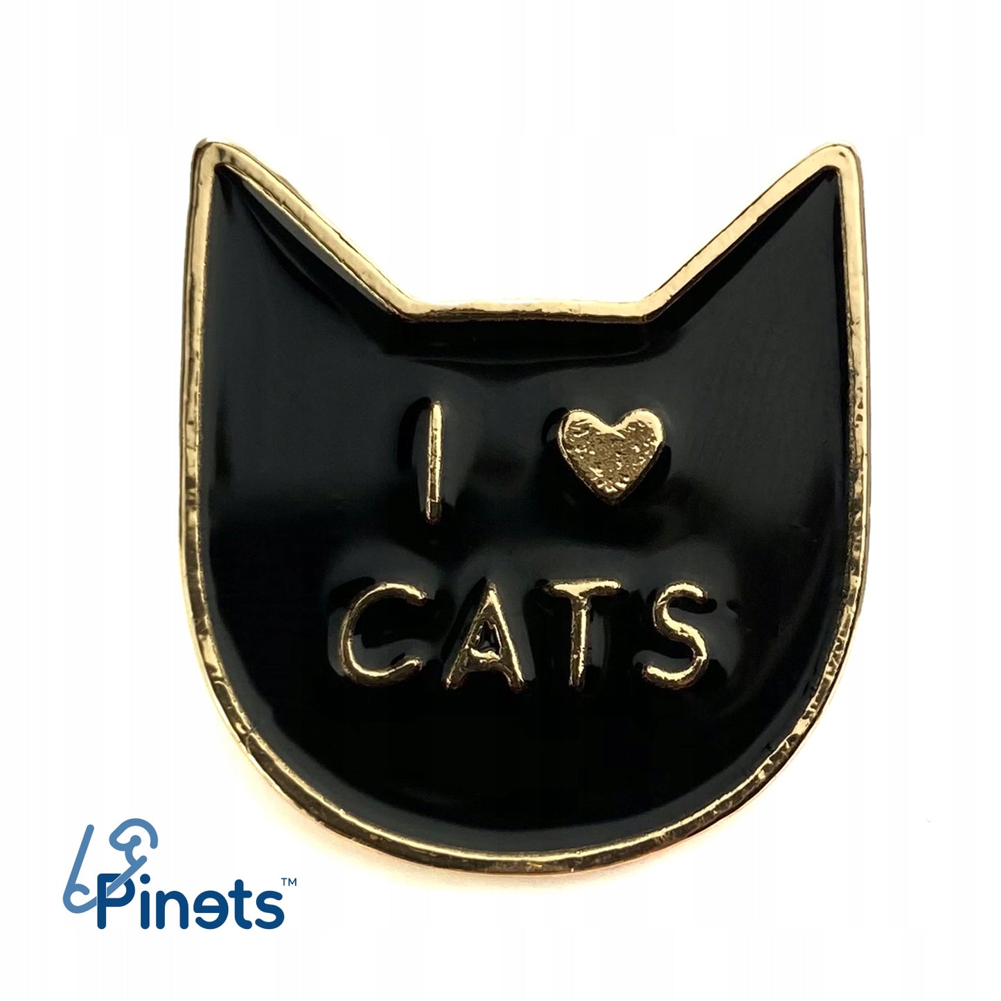 Czarny kotek I Love Cats przypinka