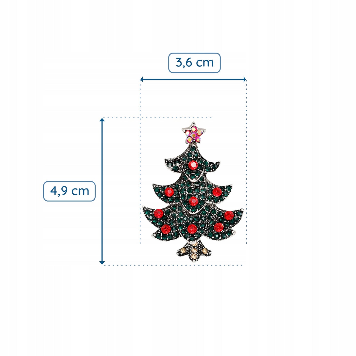 Choinka z cyrkoniami - broszka świąteczna