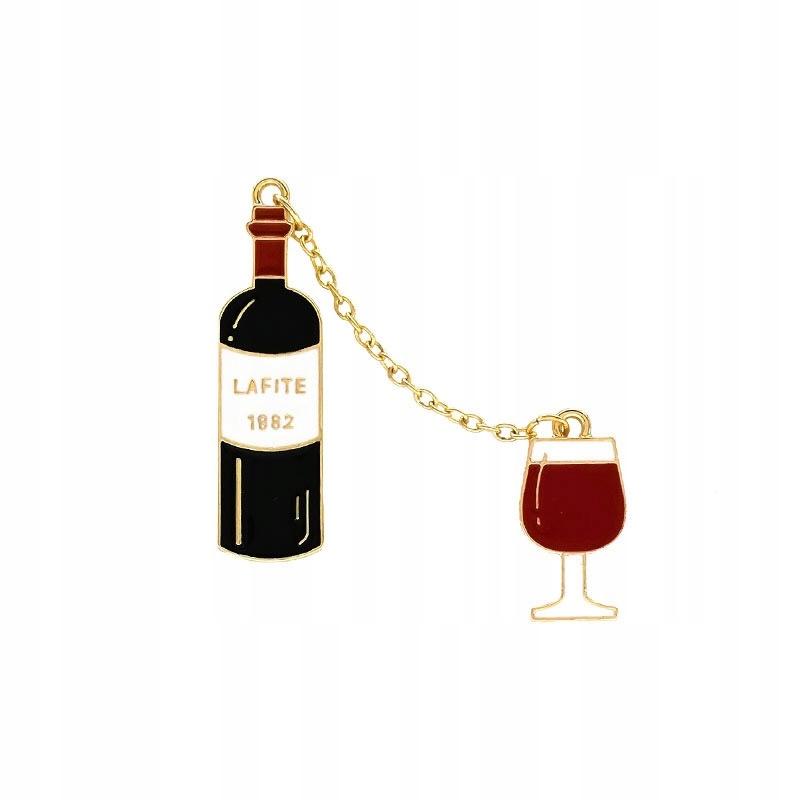 Wino z kieliszkiem przypinka