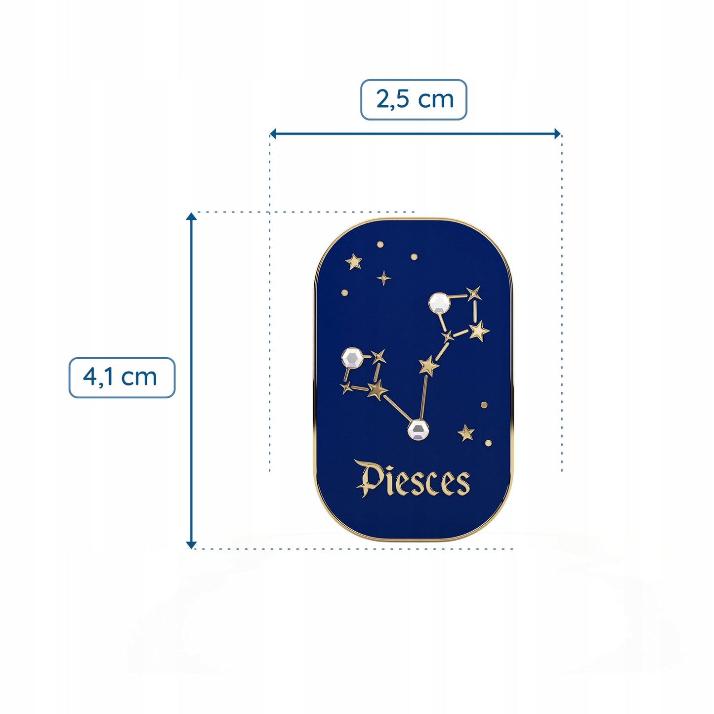 Znak zodiaku Ryby (Piesces) - przypinka z cyrkoniami wykończona 14K złotem