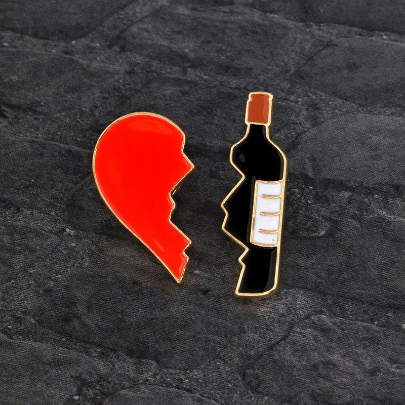 Serce i Wino zestaw dwie przypinki