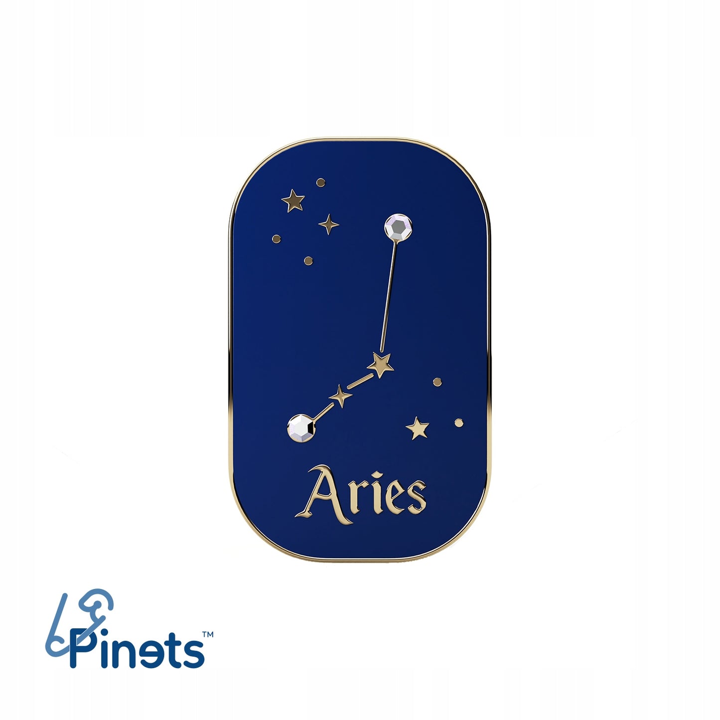 Znak zodiaku Baran (Aries) - przypinka z cyrkoniami wykończona 14K złotem
