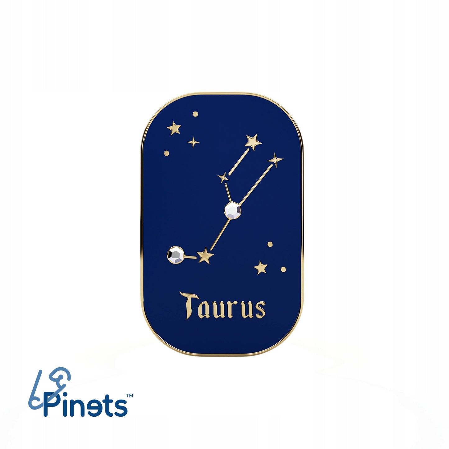 Znak zodiaku Byk (Taurus) - przypinka z cyrkoniami wykończona 14K złotem