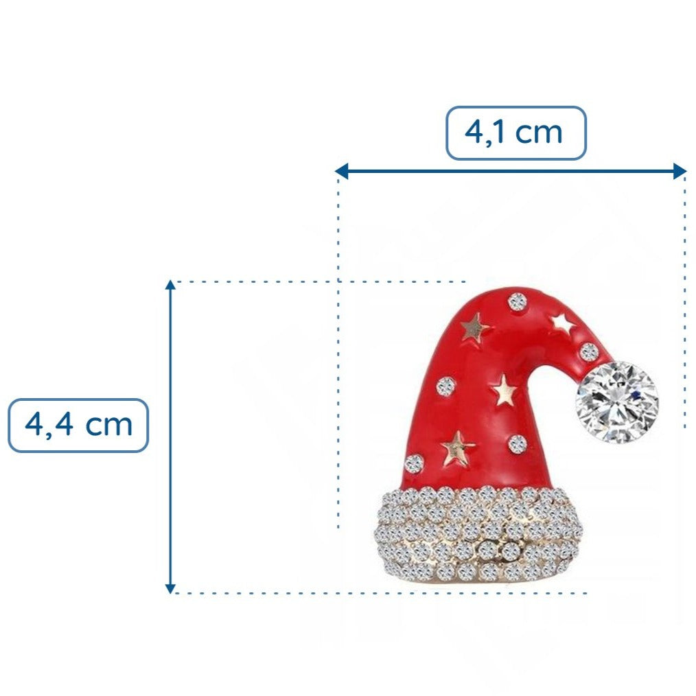 Czapka Mikołaja świąteczna broszka