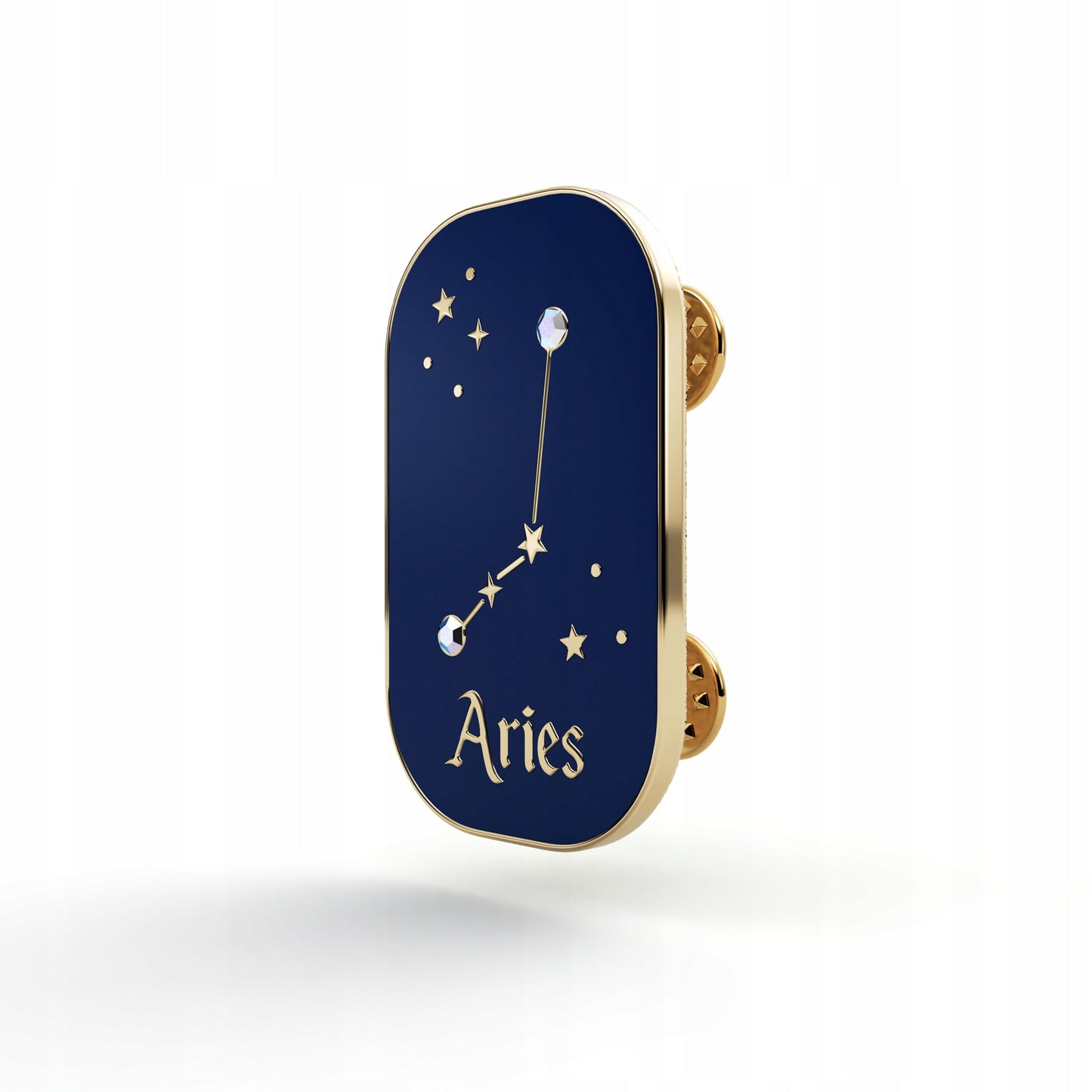 Znak zodiaku Baran (Aries) - przypinka z cyrkoniami wykończona 14K złotem