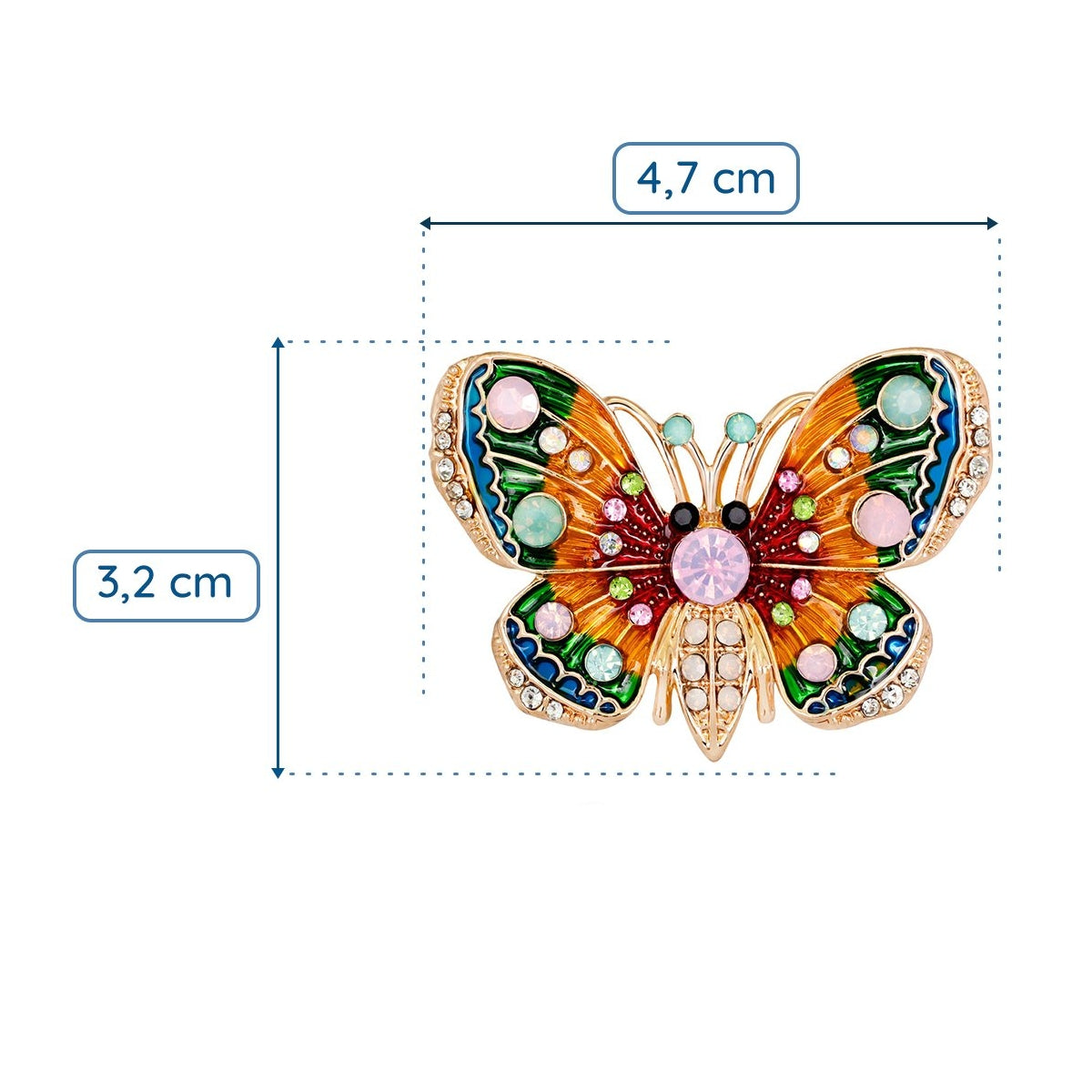Motyl kolorowa Broszka z cyrkoniami