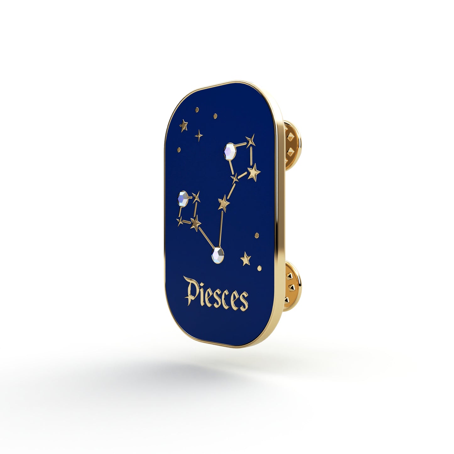 Znak zodiaku Ryby (Piesces) - przypinka z cyrkoniami wykończona 14K złotem