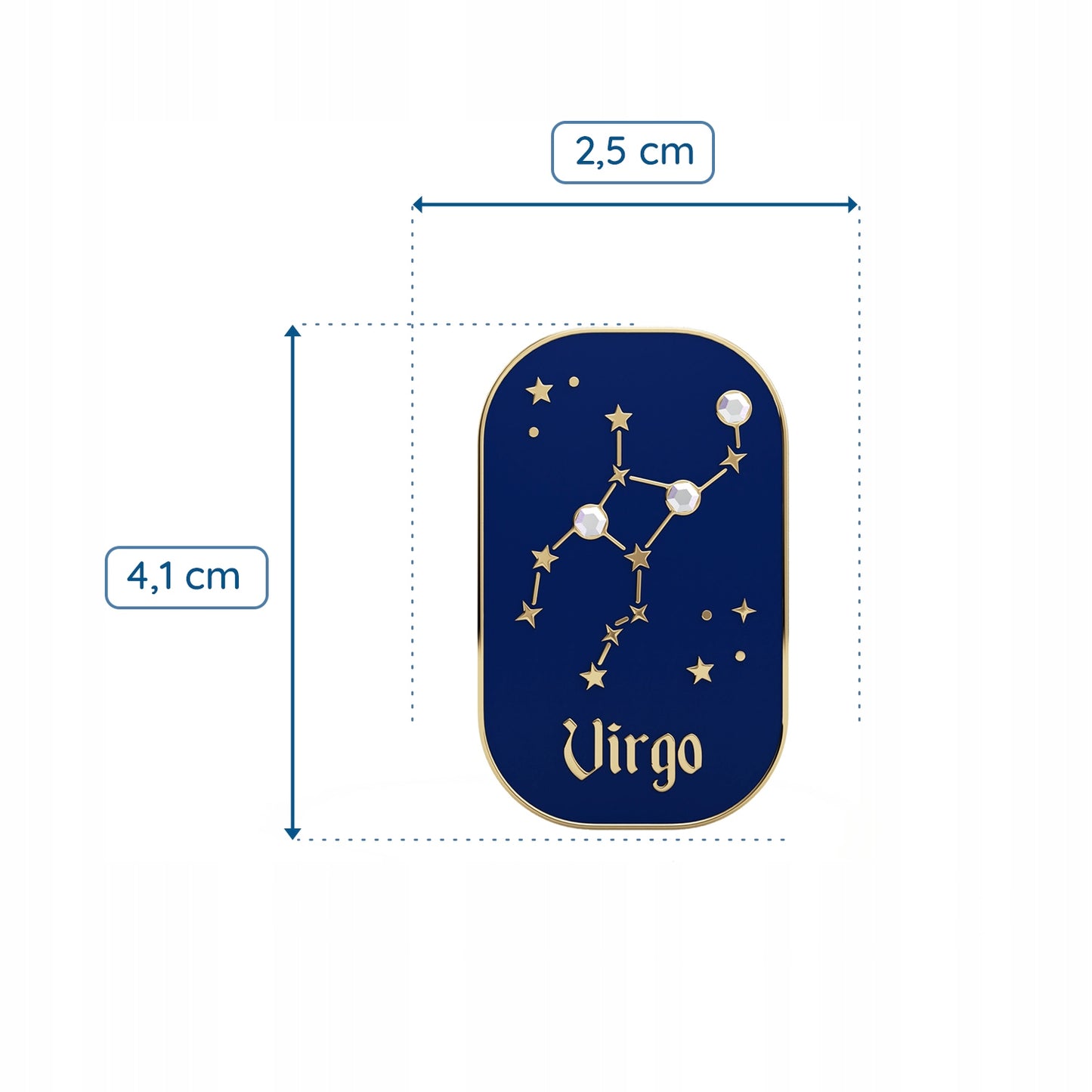 Znak zodiaku Panna (Virgo) - przypinka z cyrkoniami wykończona 14K złotem
