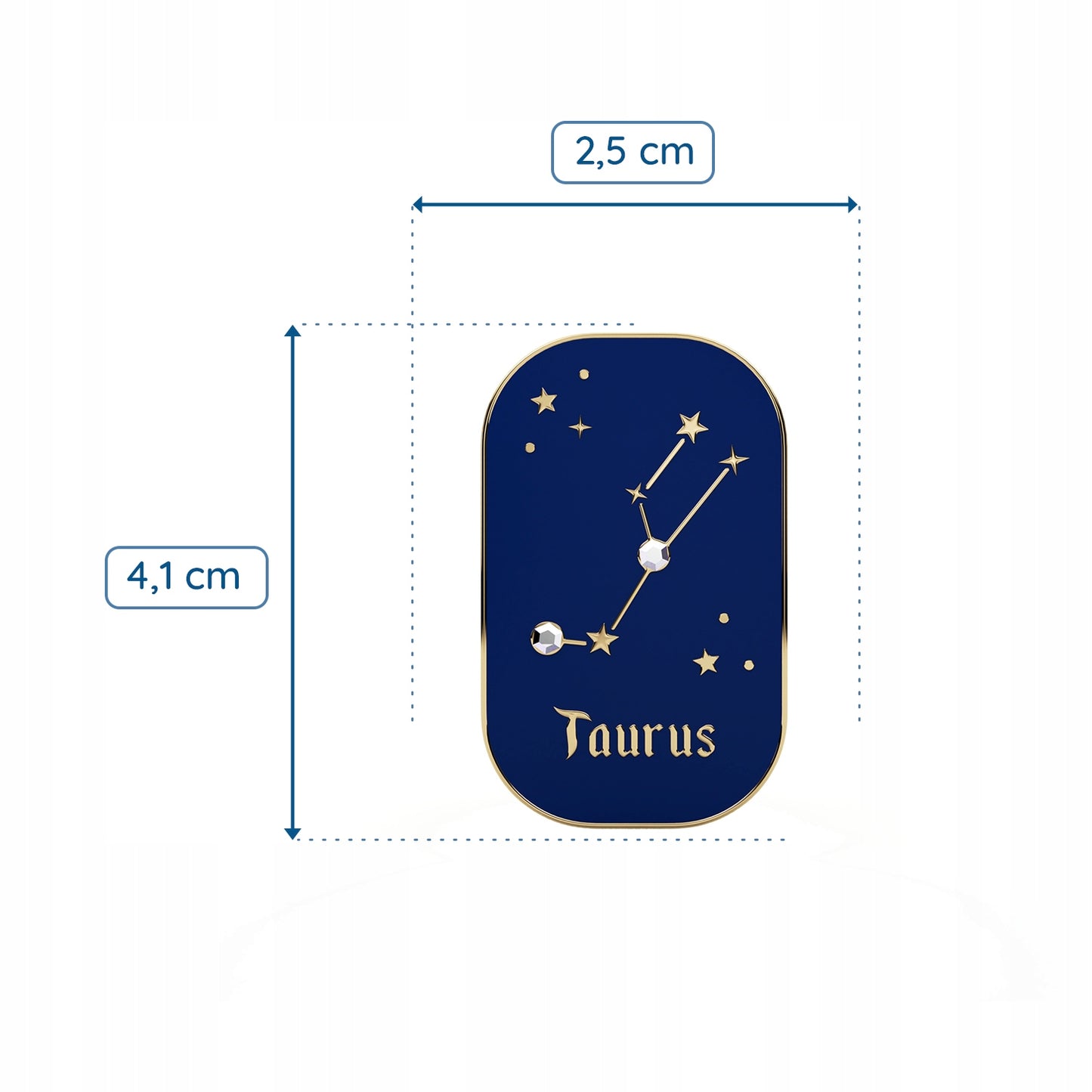 Znak zodiaku Byk (Taurus) - przypinka z cyrkoniami wykończona 14K złotem