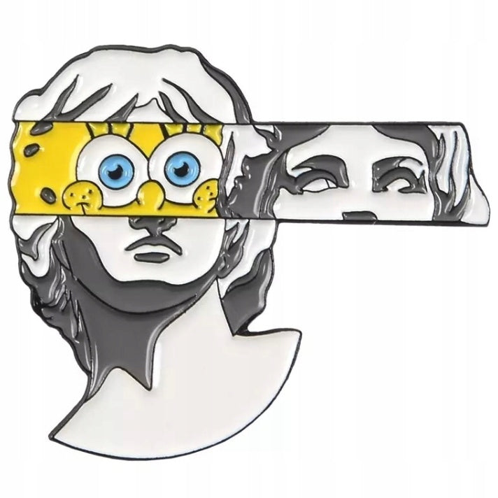 Rzeźba z oczami SpongeBoba przypinka