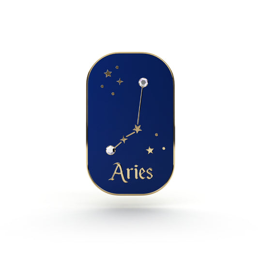 Znak zodiaku Baran (Aries) - przypinka z cyrkoniami wykończona 14K złotem