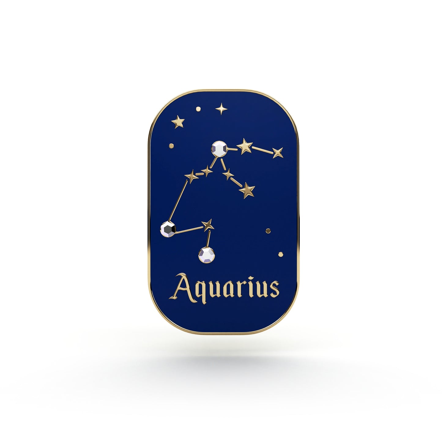 Znak zodiaku Wodnik (Aquarius) - przypinka z cyrkoniami wykończona 14K złotem