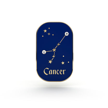 Znak zodiaku Rak (Cancer) - przypinka z cyrkoniami wykończona 14K złotem