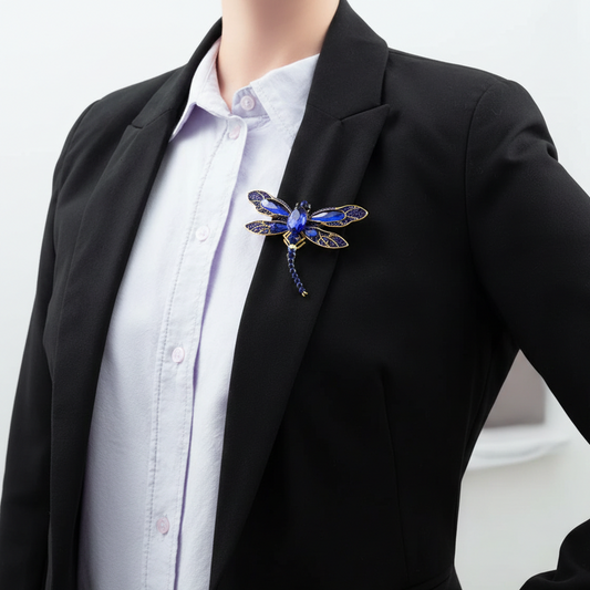 PINETS broszka WAŻKA kolor złoty z niebieskimi cyrkoniami