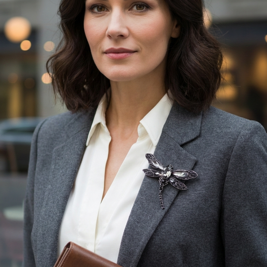 PINETS broszka WAŻKA kolor czarny z cyrkoniami