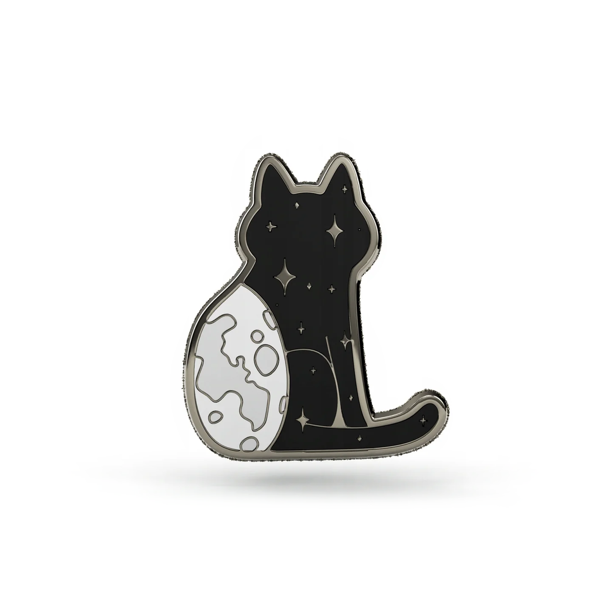 Przypinka NightCat kot z kulą ziemską metalowy Pin