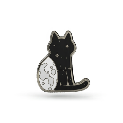 Przypinka NightCat kot z kulą ziemską metalowy Pin