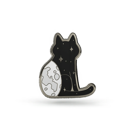 Przypinka NightCat kot z kulą ziemską metalowy Pin