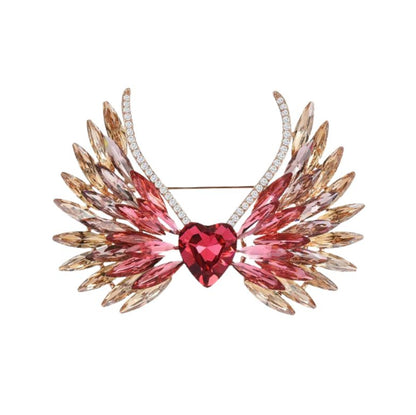 Broszka serce ze skrzydłami pozłacana