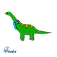 Dinozaur zielony z szalikiem - przypinka dla dziecka