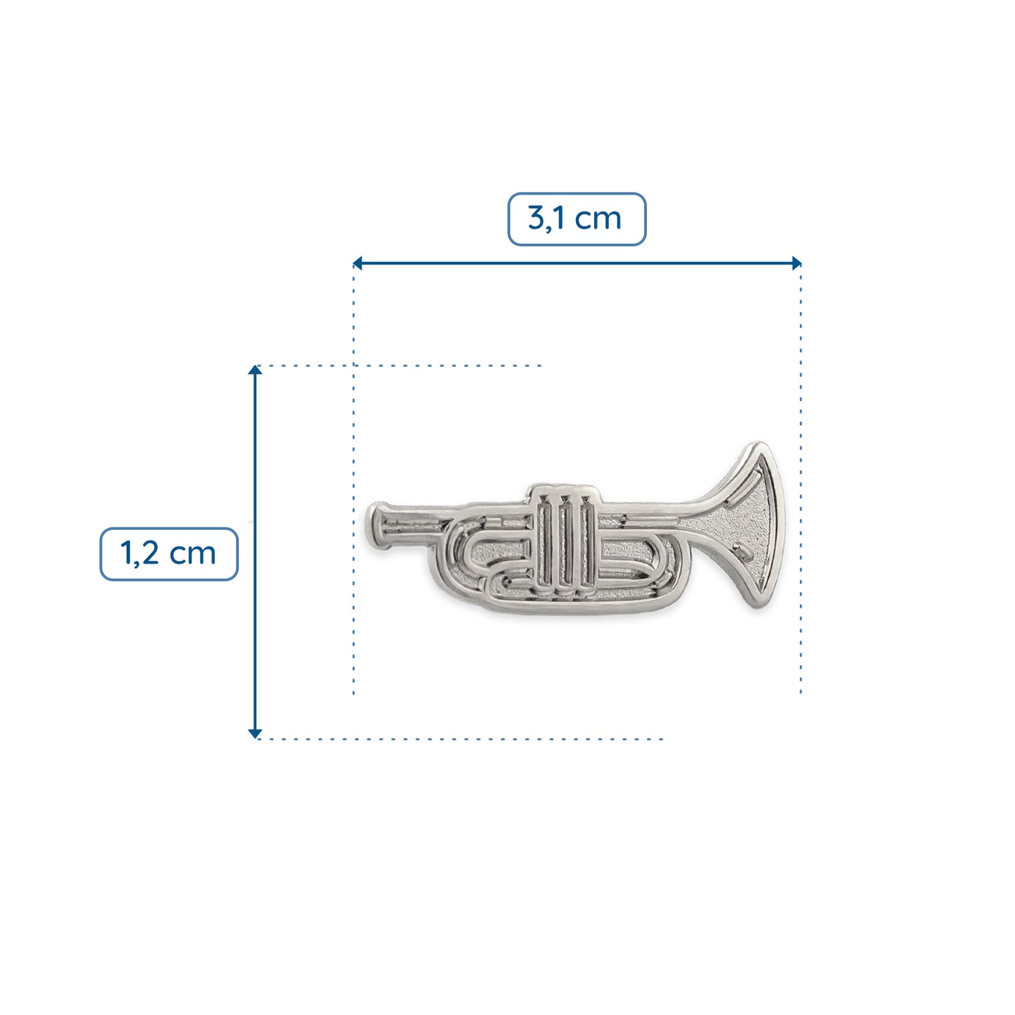 Trąbka srebrna - przypinka z instrumentem muzycznym