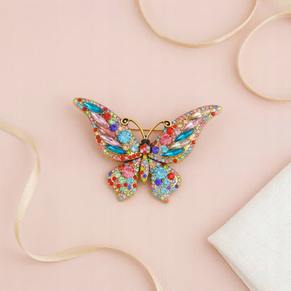 Broszka Motyl Elegancka Kolorowa z Kryształkami Duża Biżuteria Pinets
