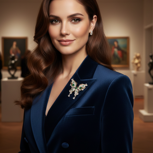 Broszka pozłacana 14K MOTYL z cyrkoniami