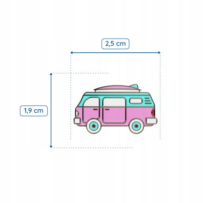 Camper różowy - przypinka na wakacyjną podróż