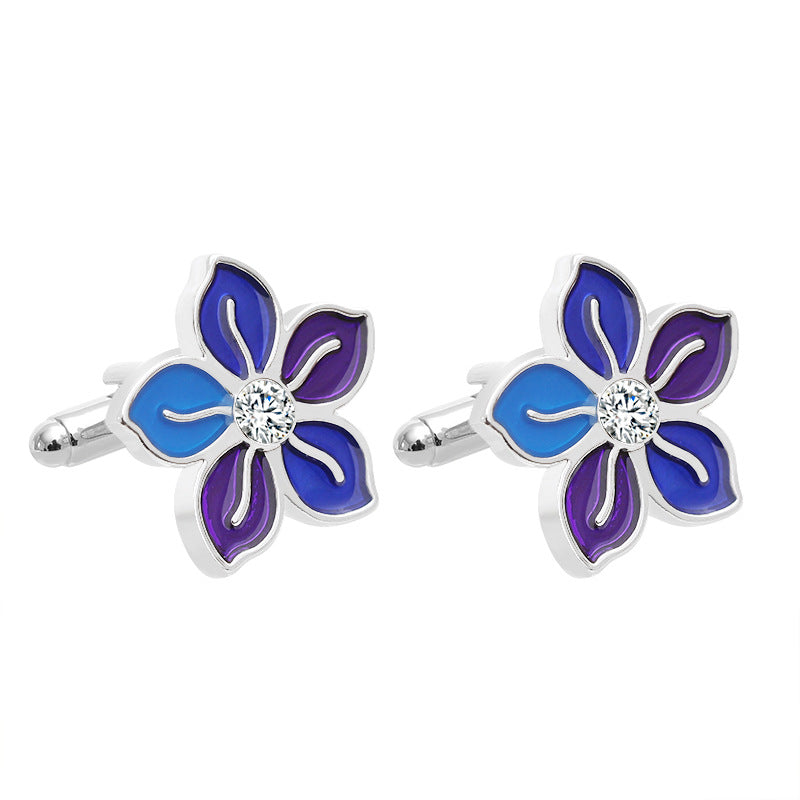 Spinki do mankietów damskie niebieskie kwiaty