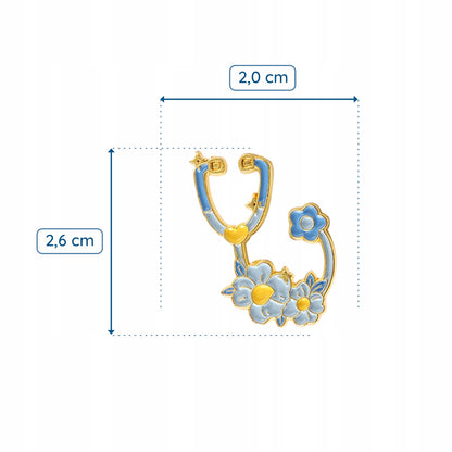 Stetoskop z kwiatami - przypinka dla lekarza