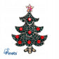 Choinka z cyrkoniami - broszka świąteczna