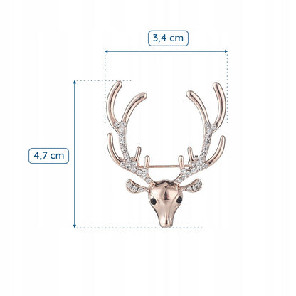 Jeleń złota broszka z cyrkoniami - Pinets Polska