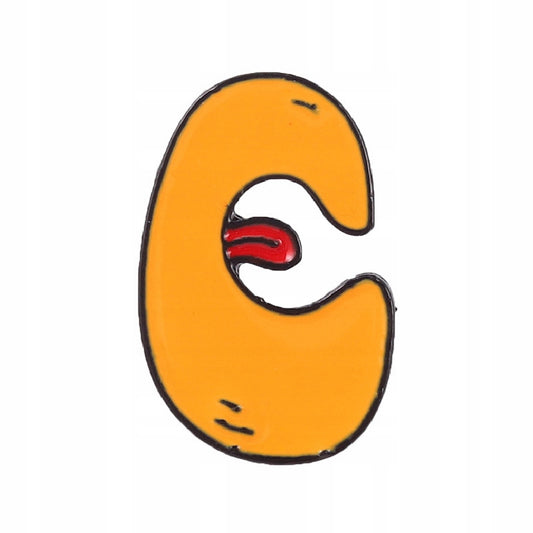 Litera C - pomarańczowa przypinka