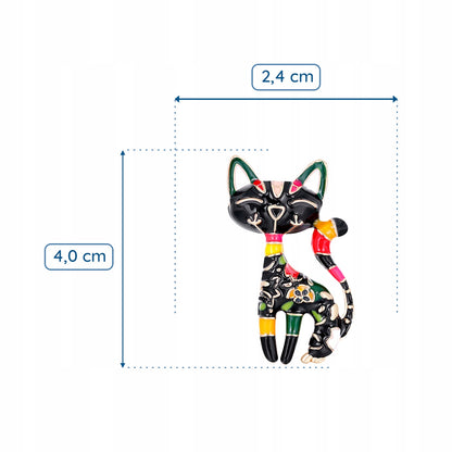 Kot czarny pstrokaty - broszka na prezent dla kociary